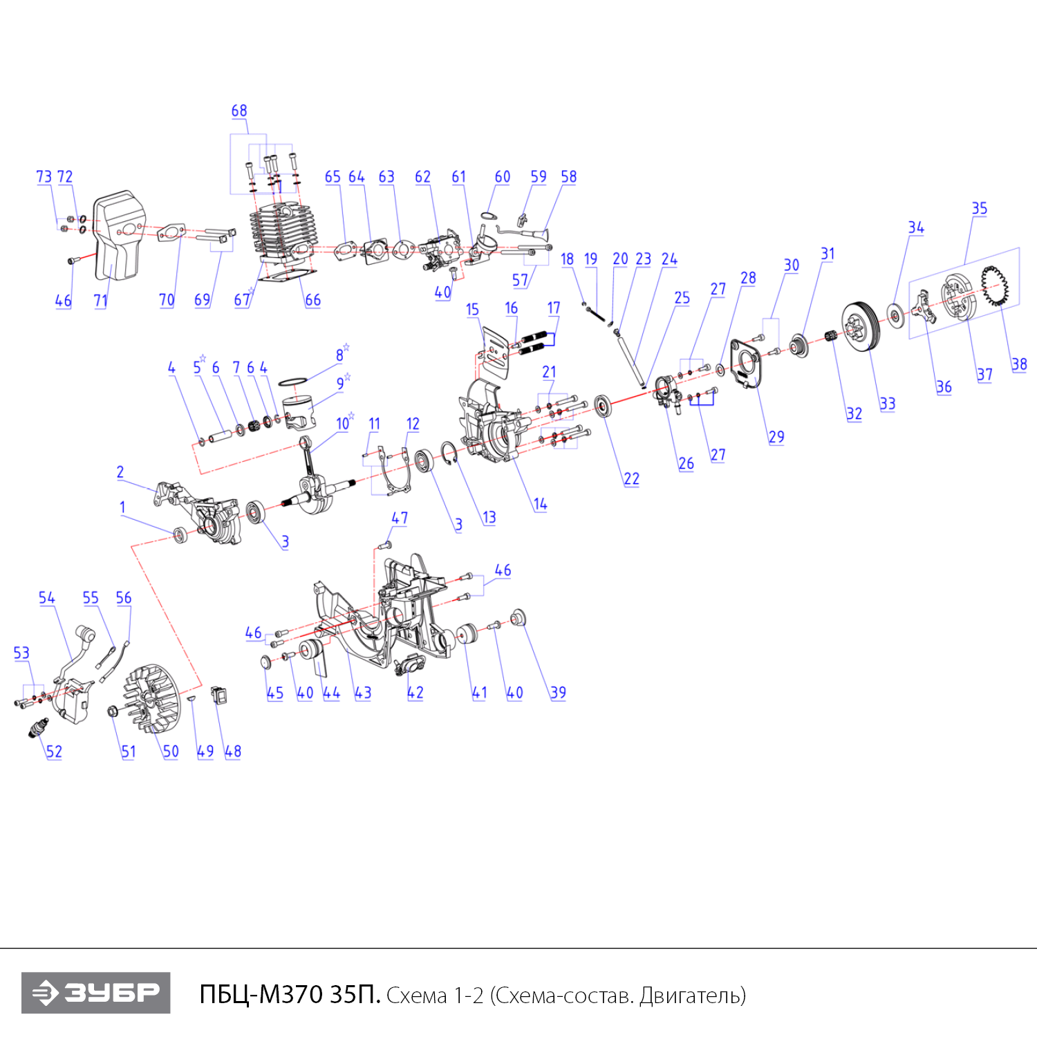 Бензопила ПБЦ-М370 35П