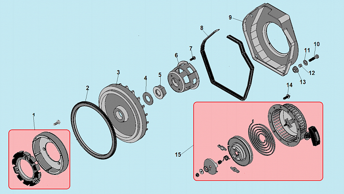 7 СТАРТЕР - МАХОВИК ГЕНЕРАТОР CHAMPION DG6501E