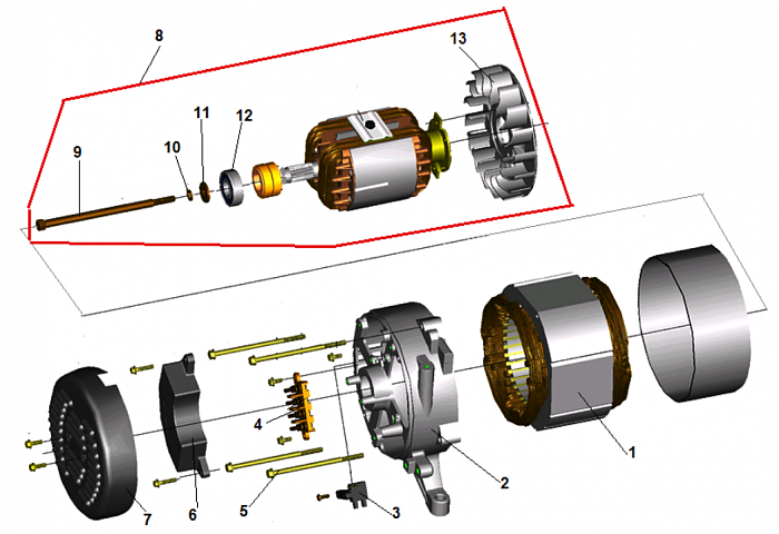 1 ЯКОРЬ - СТАТОР - БЛОК AVR ГЕНЕРАТОР CHAMPION LPG2500
