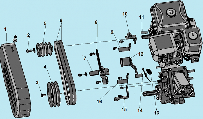 4 РЕМЕНЬ - ШКИВ - ДВИГАТЕЛЬ КУЛЬТИВАТОР CHAMPION ВС7714